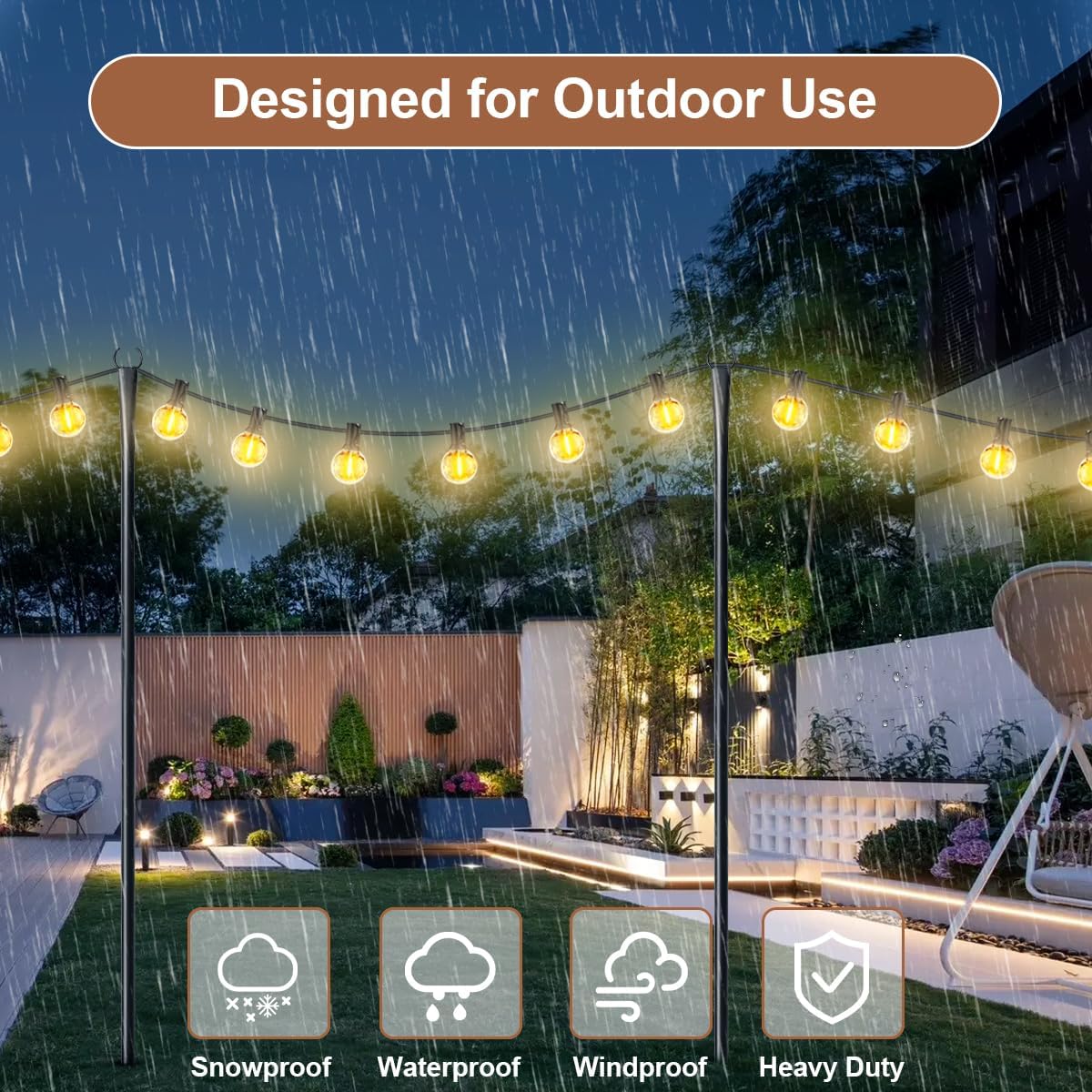 Heavy-Duty Metal String Light Poles for Outdoor Use
