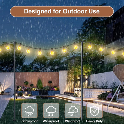 Heavy-Duty Metal String Light Poles for Outdoor Use