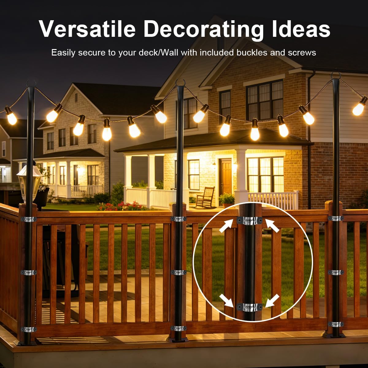 Heavy-Duty Metal String Light Poles for Outdoor Use