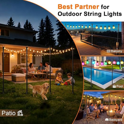 Heavy-Duty Metal String Light Poles for Outdoor Use